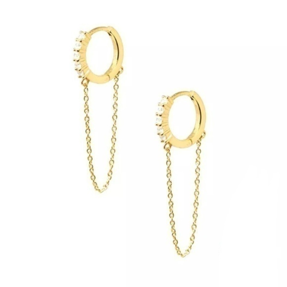 18kt Gold Plated 925 Sterling Silver Double Handcuff Chain Earrings